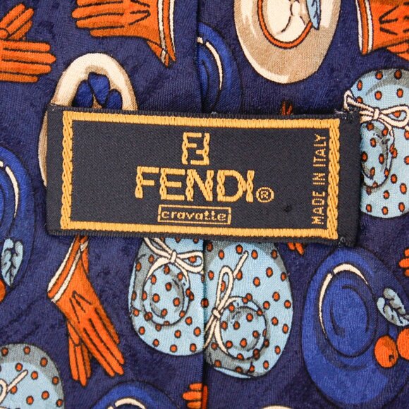 Vintage 100% silk FENDI necktie Crevatte made in Italy - Picture 3 of 10